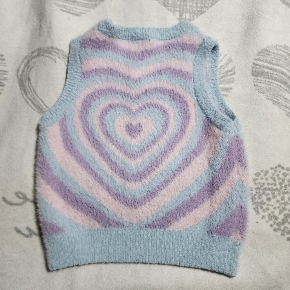 Sweet Society Pastel Heart Knit Sweater Vest โ Sz Mโ - Picture 2 of 3